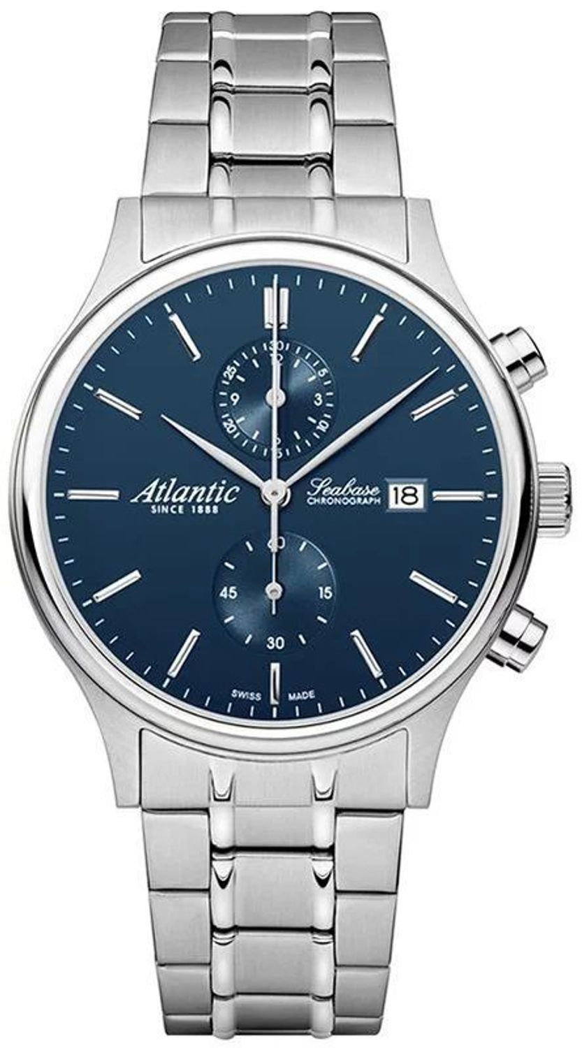 Zegarek męski Atlantic Seabase Chronograph 64457.41.51. Zegarek męski Atlantic. Zegarek męski z chronografem. Zegarek męski Atlantic na bransolecie. Zegarek męski na bransolecie Atlantic idealny na prezent..jpg