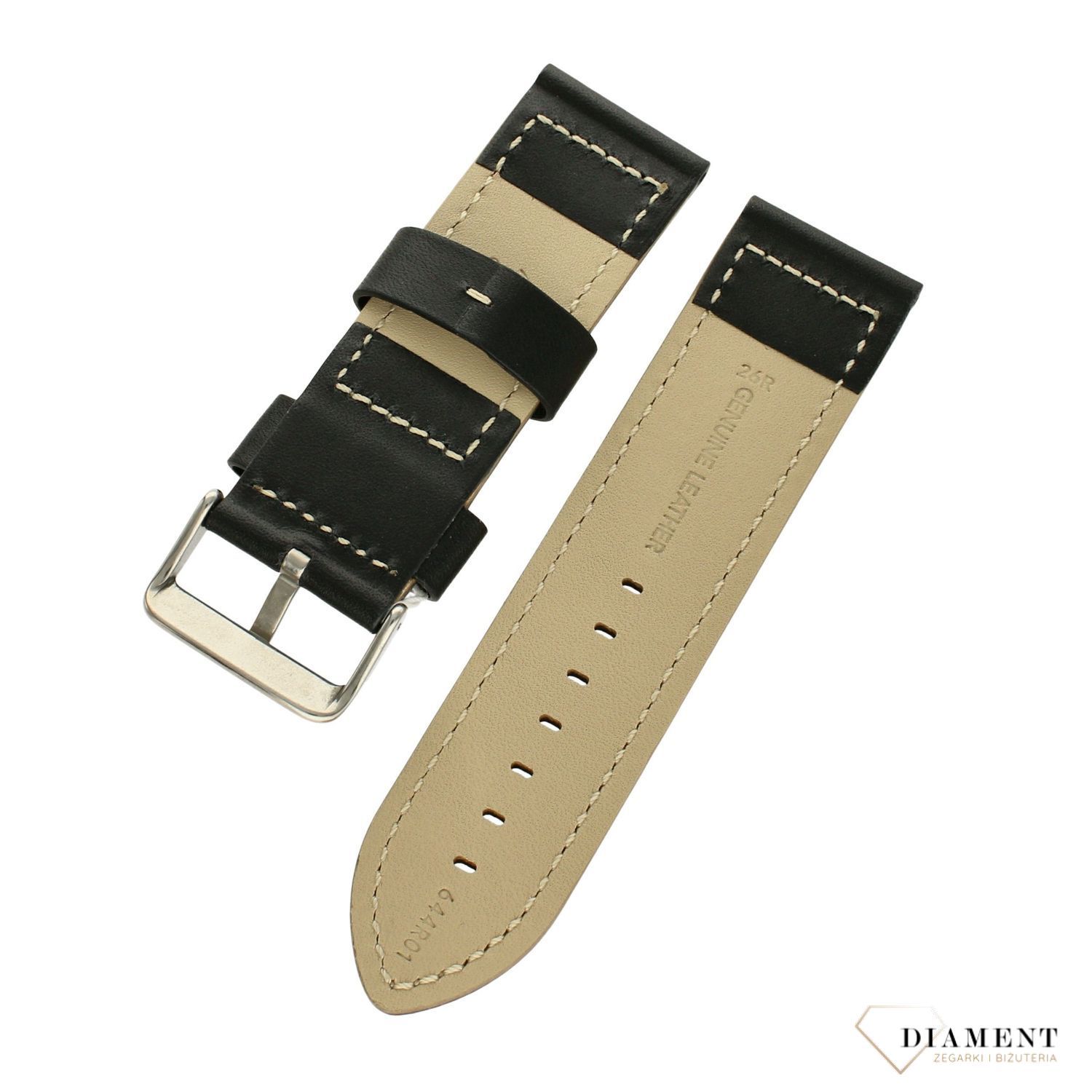 Pasek do zegarka czarny skórzany Condor 'Czarny mat z jasną nicią' 644R.01 ⌚ Pasek do zegarka z naturalnej skóry ⌚ Pasek do zegarka  (1).jpg