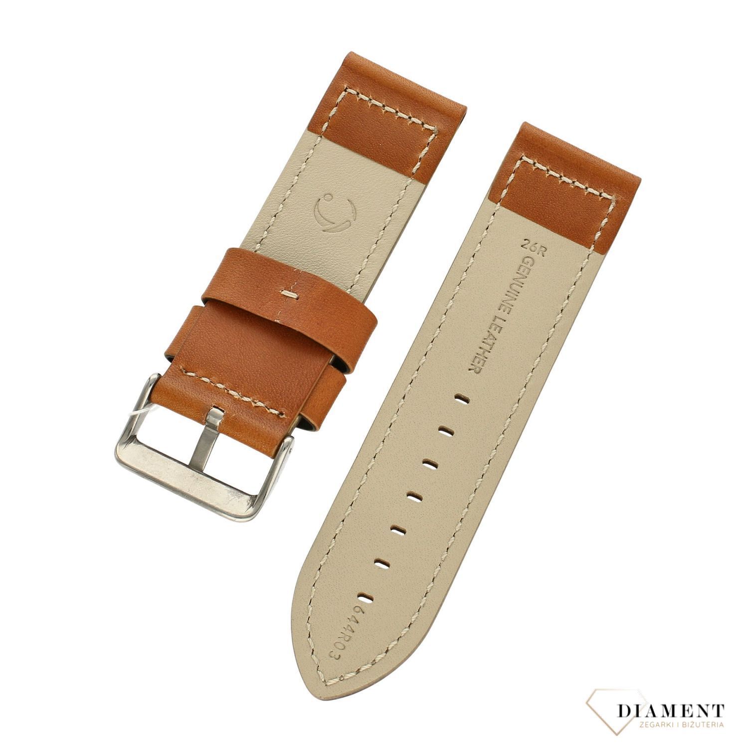 Pasek do zegarka brązowy skórzany Condor 'Brązowy mat z przeszyciem' 644R.03 ⌚ Pasek do zegarka z naturalnej skóry ⌚ Pasek do zegarka  (1).jpg