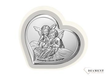 Uroczy obrazek w kształcie serca z wizerunkiem dwóch aniołków pochylających się nad dzieckiem to idealny pomysł na prezent z okazji Chrztu Świętego. To znakomita ozdoba każdego dziecięcego pokoju..jpg
