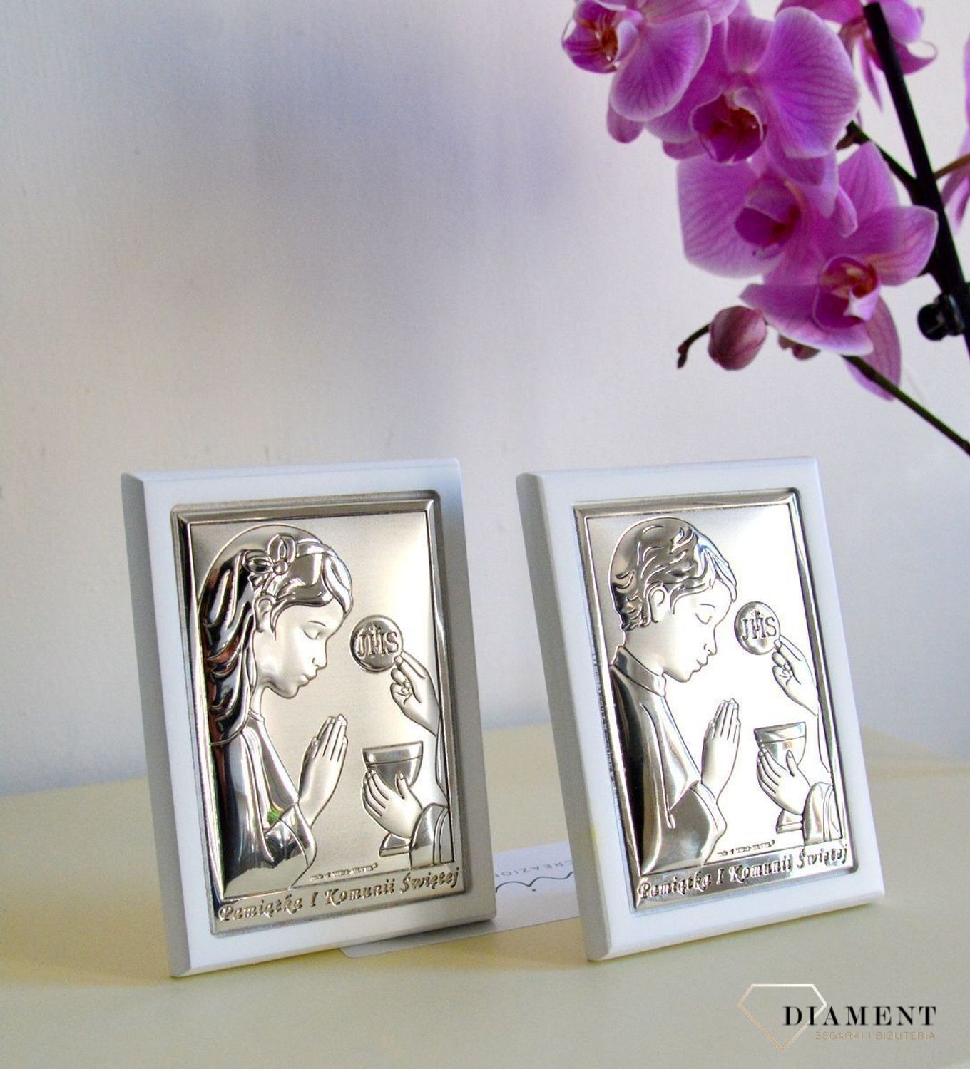 Obrazek srebrny I Komunia Święta dziewczynki w drewnianej ramce 64912AW.jpg