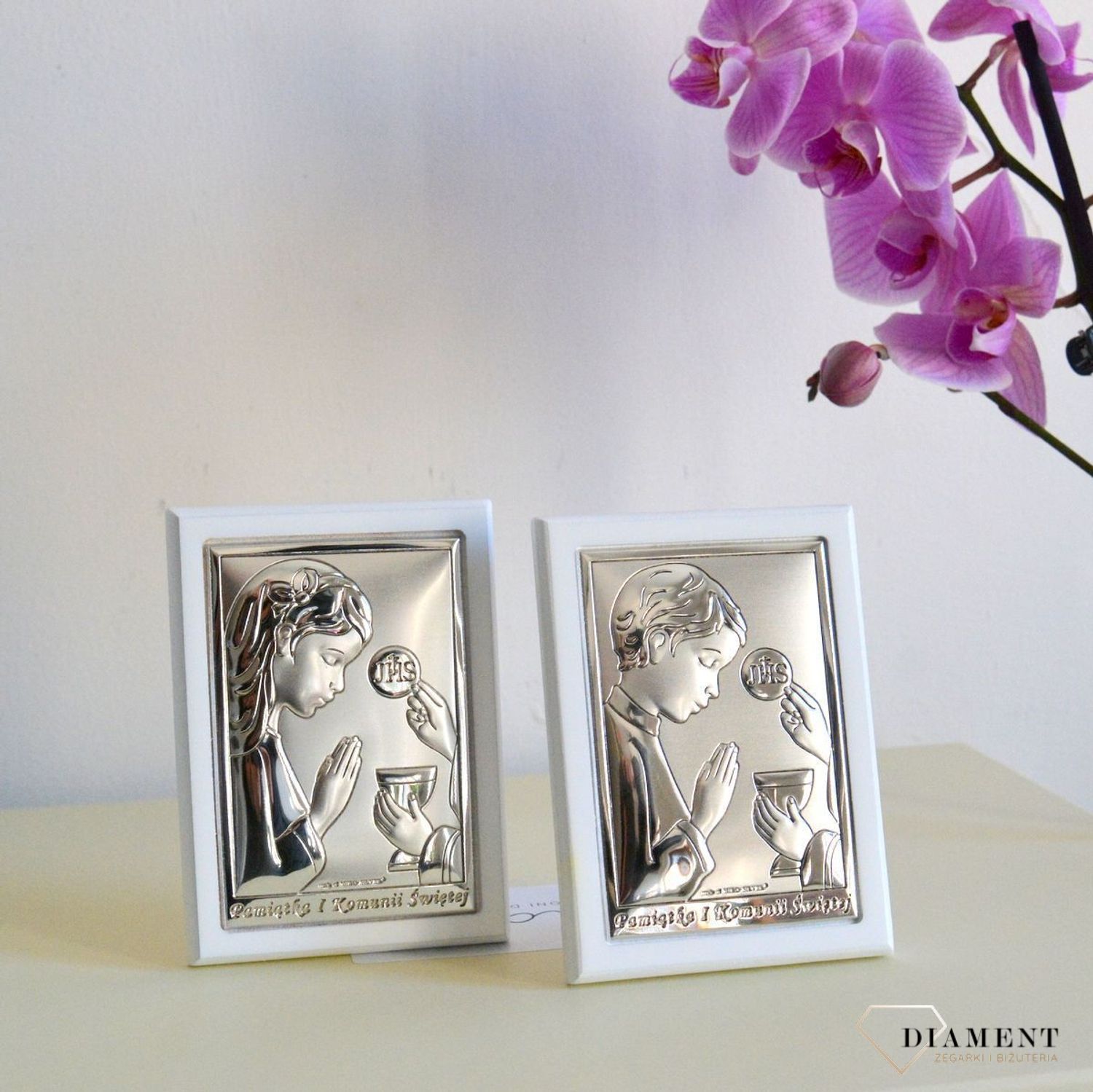 Obrazek srebrny I Komunia Święta dziewczynki w drewnianej ramce 64912AW.jpg