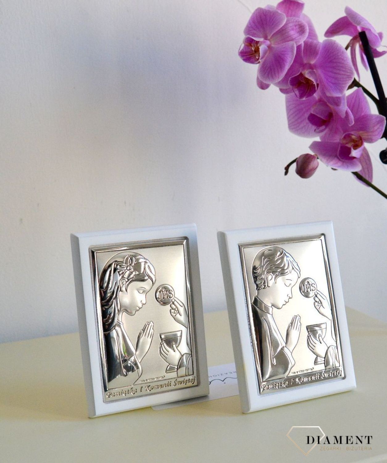 Obrazek srebrny I Komunia Święta dziewczynki w drewnianej ramce 64912AW.jpg