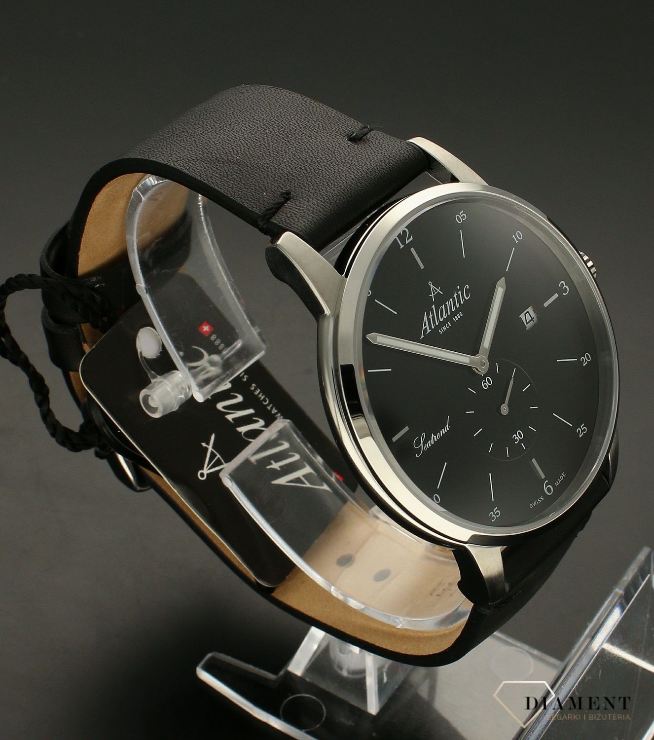 Zegarek męski Atlantic Seatrend 65353.41.65. Tarcze zamknięto w kopercie ze stali szlachetnej, która zachowa swój wygląd nawet w trudnych warunkach. Pasek ze skóry naturalnej.Zegarek Atlantic Seatrend 65353.41.65 w ruch wprawia szwajcarski mech.jpg