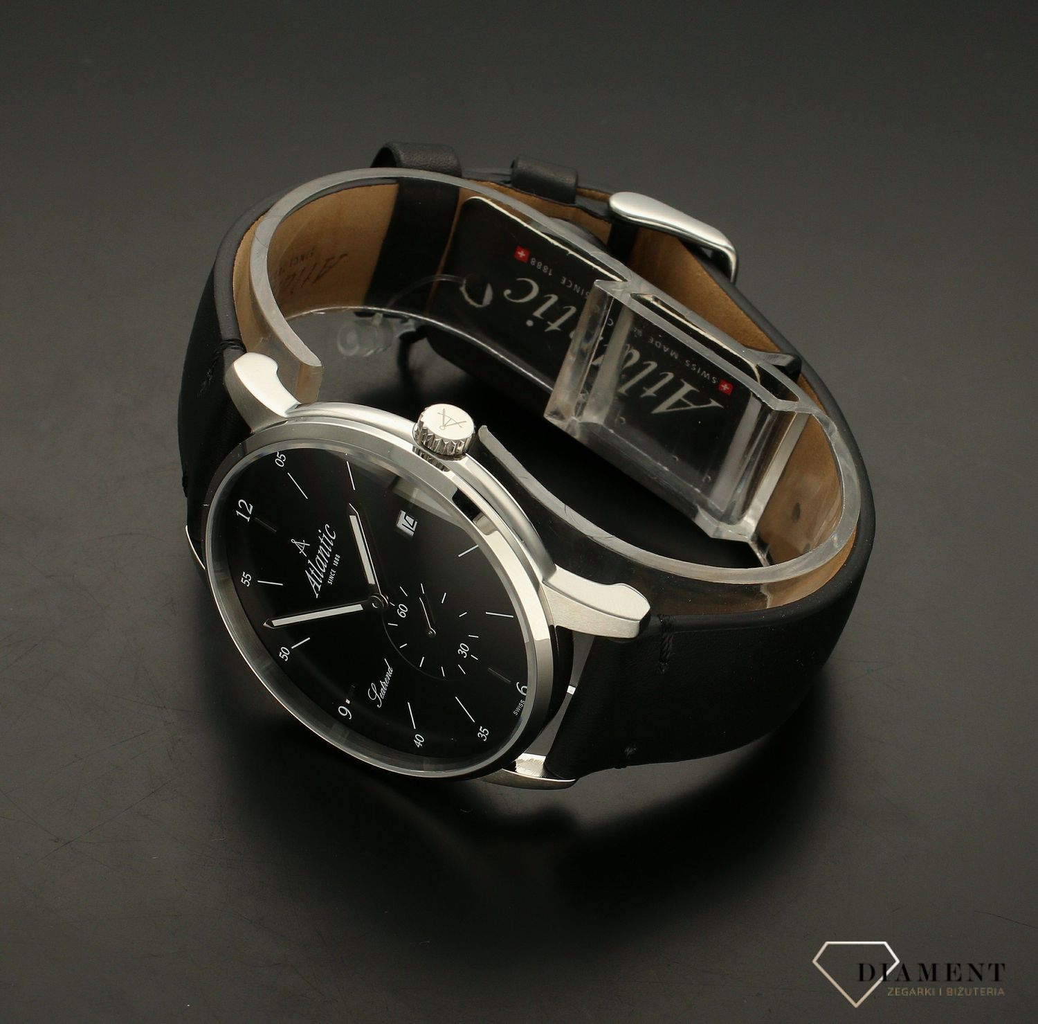 Zegarek męski Atlantic Seatrend 65353.41.65. Tarcze zamknięto w kopercie ze stali szlachetnej, która zachowa swój wygląd nawet w trudnych warunkach. Pasek ze skóry naturalnej.Zegarek Atlantic Seatrend 65353.41.65 w ruch wprawia szwajcarski mech.jpg