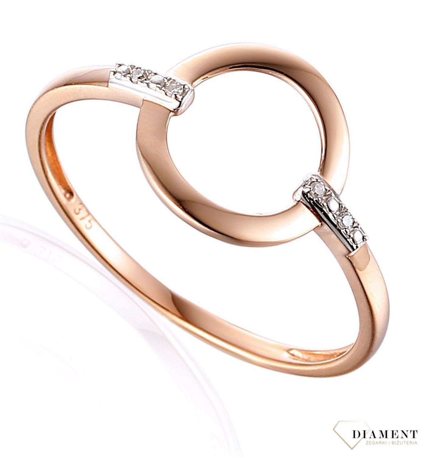 Pierścionek złoty DIAMENT 585 różowe złoto, diamenty w kształcie kółka 65979R001-G1Q3.jpg