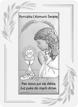Obrazek pokryty srebrem Pamiątka Pierwszej Komunii Świętej dla dziewczynki 6717OP1A..jpg
