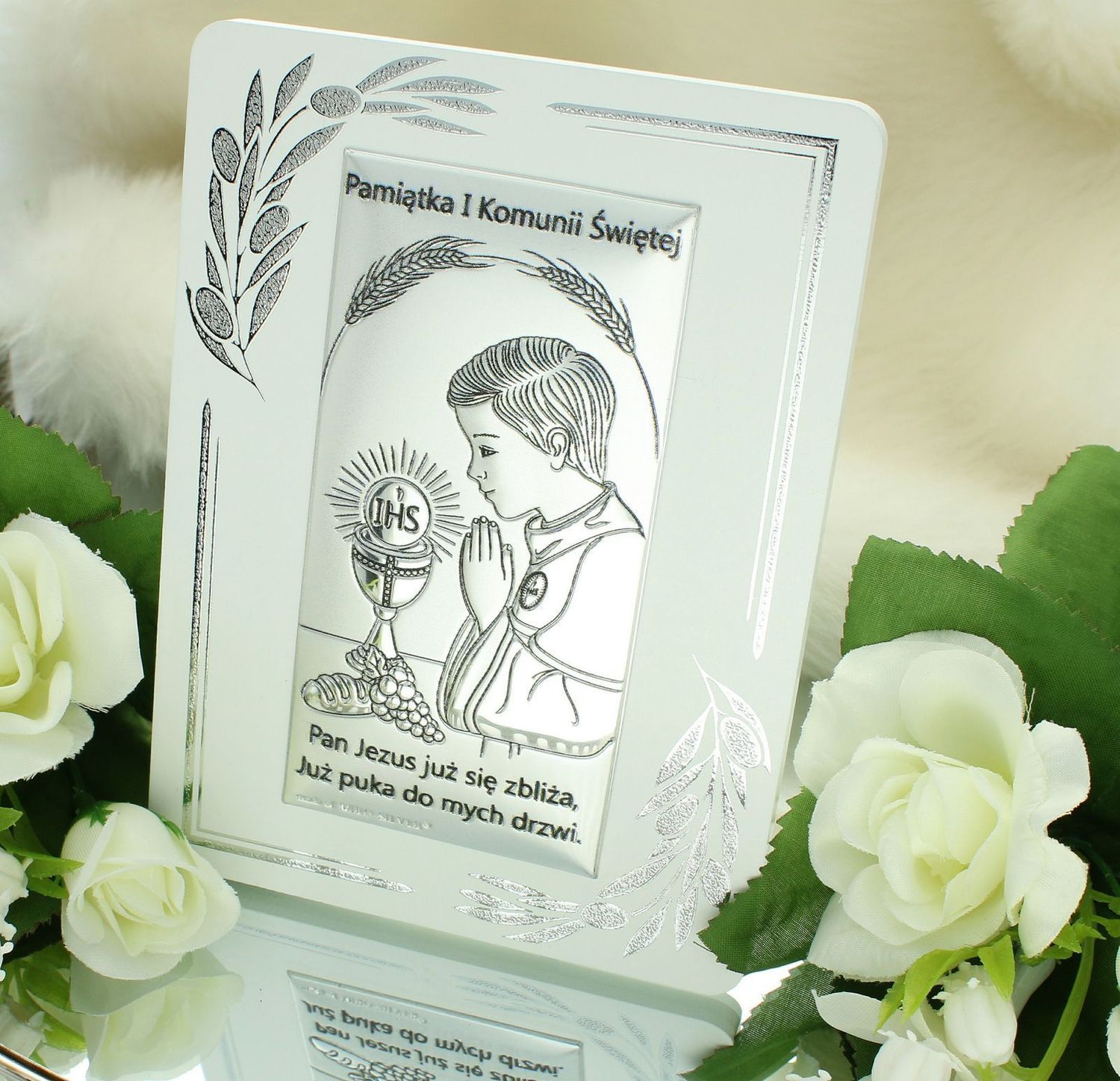 Obrazek pokryty srebrem Pamiątka Pierwszej Komunii Świętej dla chłopca 6717OP1O.jpg