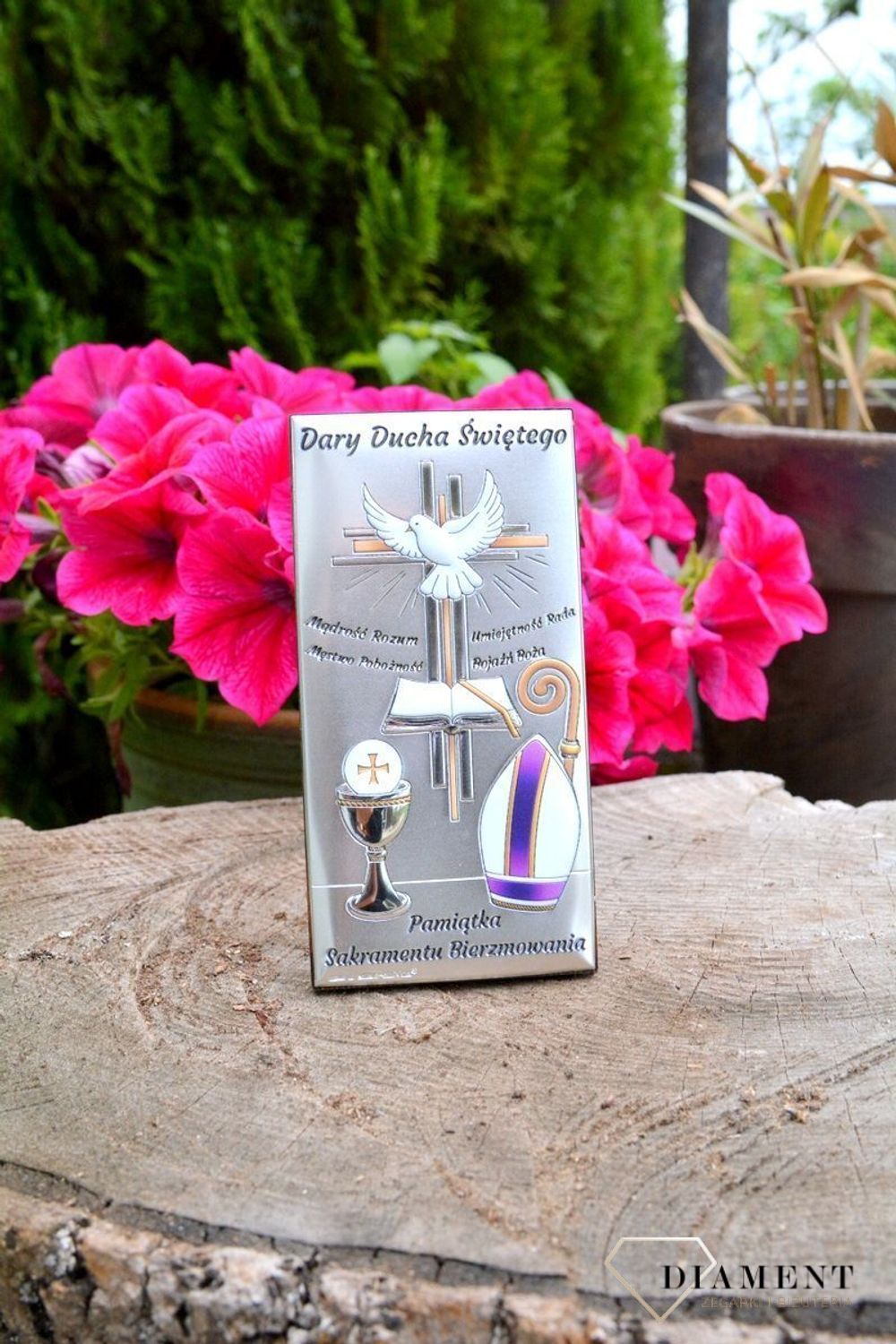 Srebrny obrazek symbolizujący Pamiątkę Bierzmowania w kolorze 67192COLyuy.jpg
