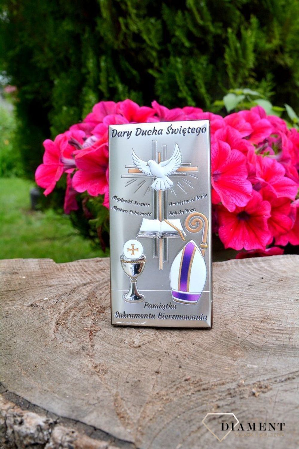 Srebrny obrazek symbolizujący Pamiątkę Bierzmowania w kolorze 67192COLyuy.jpg