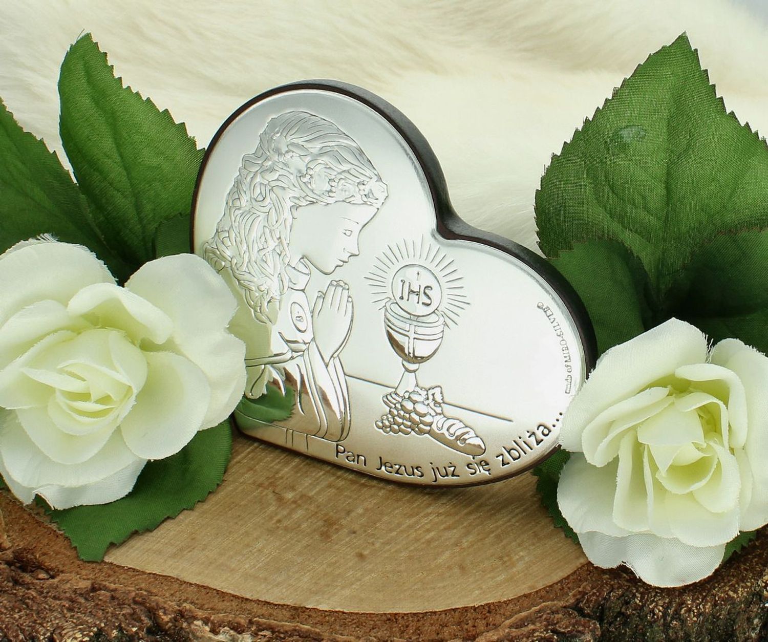 Obrazek pokryty srebrem Pamiątka Pierwszej Komunii Świętej dla dziewczynki 6750S 1A..jpg