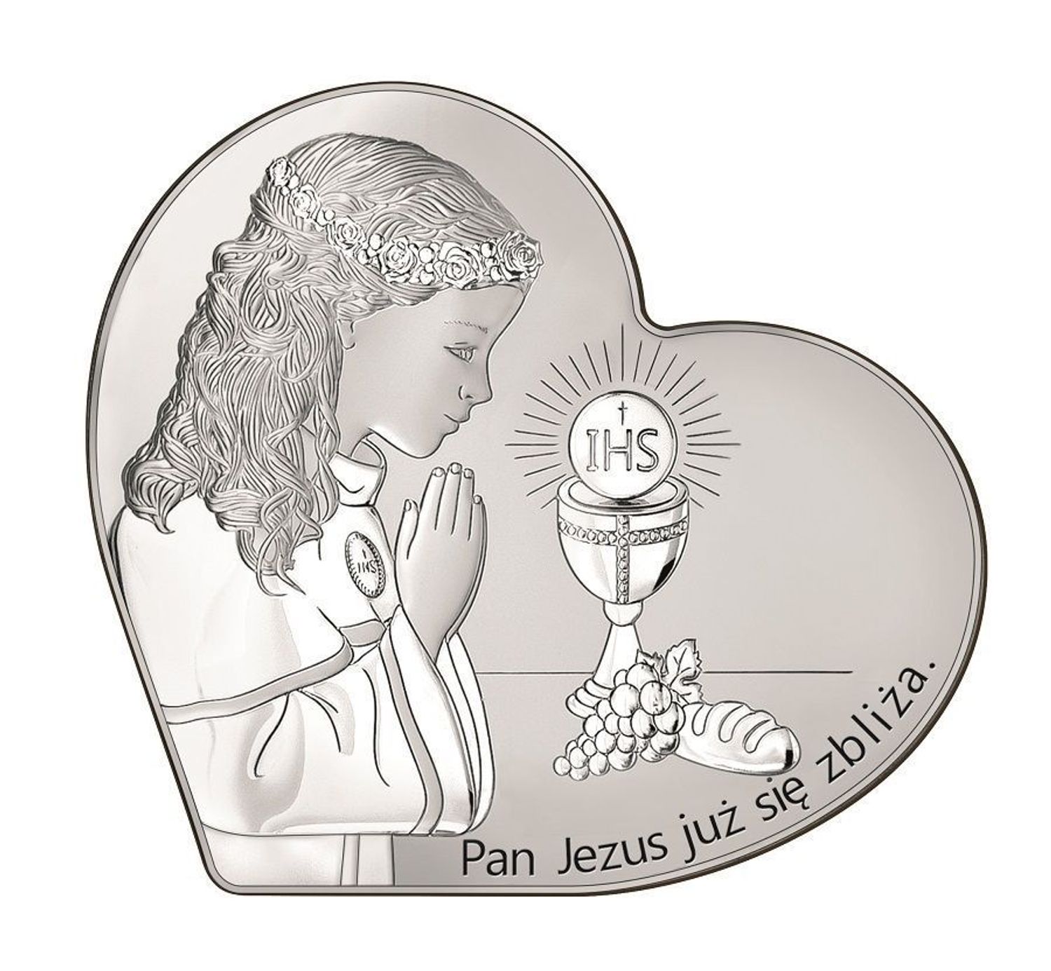 Obrazek pokryty srebrem Pamiątka Pierwszej Komunii Świętej dla dziewczynki 6750S 1A..jpg