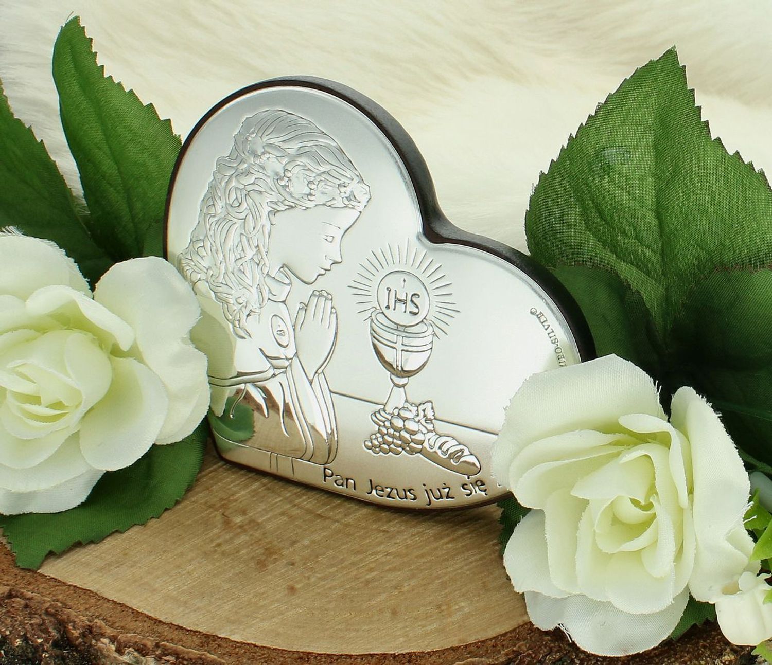 Obrazek pokryty srebrem Pamiątka Pierwszej Komunii Świętej dla dziewczynki 6750S 1A..jpg