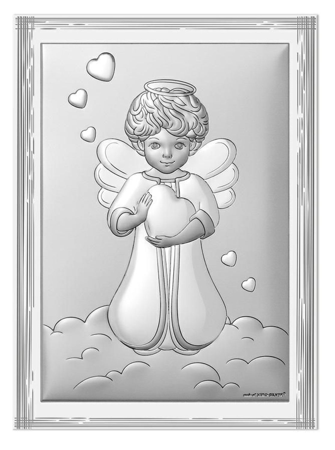 Obrazek srebrny Aniołek w białej oprawie 6779W2X.jpg