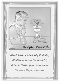 Obrazek pokryty srebrem Pamiątka Pierwszej Komunii Świętej dla chłopca 6797PN2XO..jpg