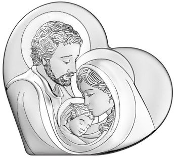 Obrazek pokryty srebrem z Rodziną Świętą 68111. Święta Rodzina, obrazek srebrny, obrazek religijny, prezent religijny,.jpg