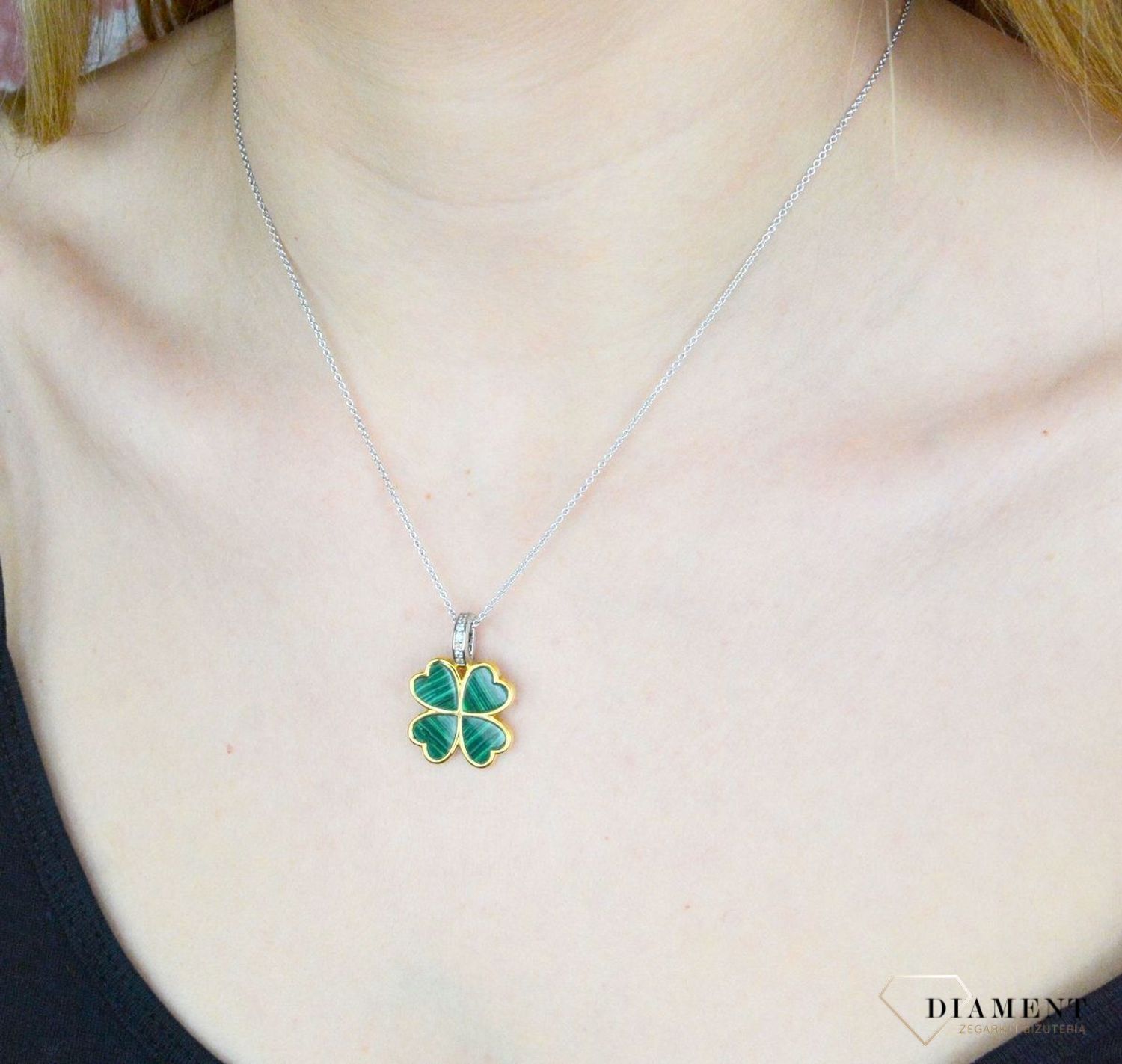 Srebrny naszyjnik Ti Sento Milano Koniczynka pokryte złotem 6821y i subtelny naszyjnik ze srebra zdobiony zawieszką w kształcie koniczynki. Naszyjnik został wykonany z najwyższej jakości sre (2).jpg