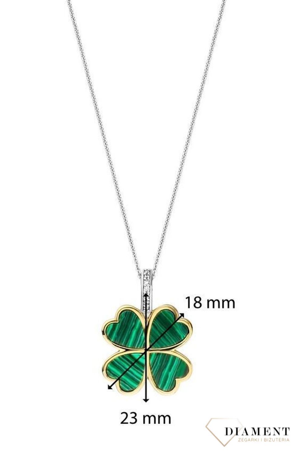 Srebrny naszyjnik Ti Sento Milano Koniczynka pokryte złotem 6821y i subtelny naszyjnik ze srebra zdobiony zawieszką w kształcie koniczynki. Naszyjnik został wykonany z najwyższej jakości sre (2).jpg