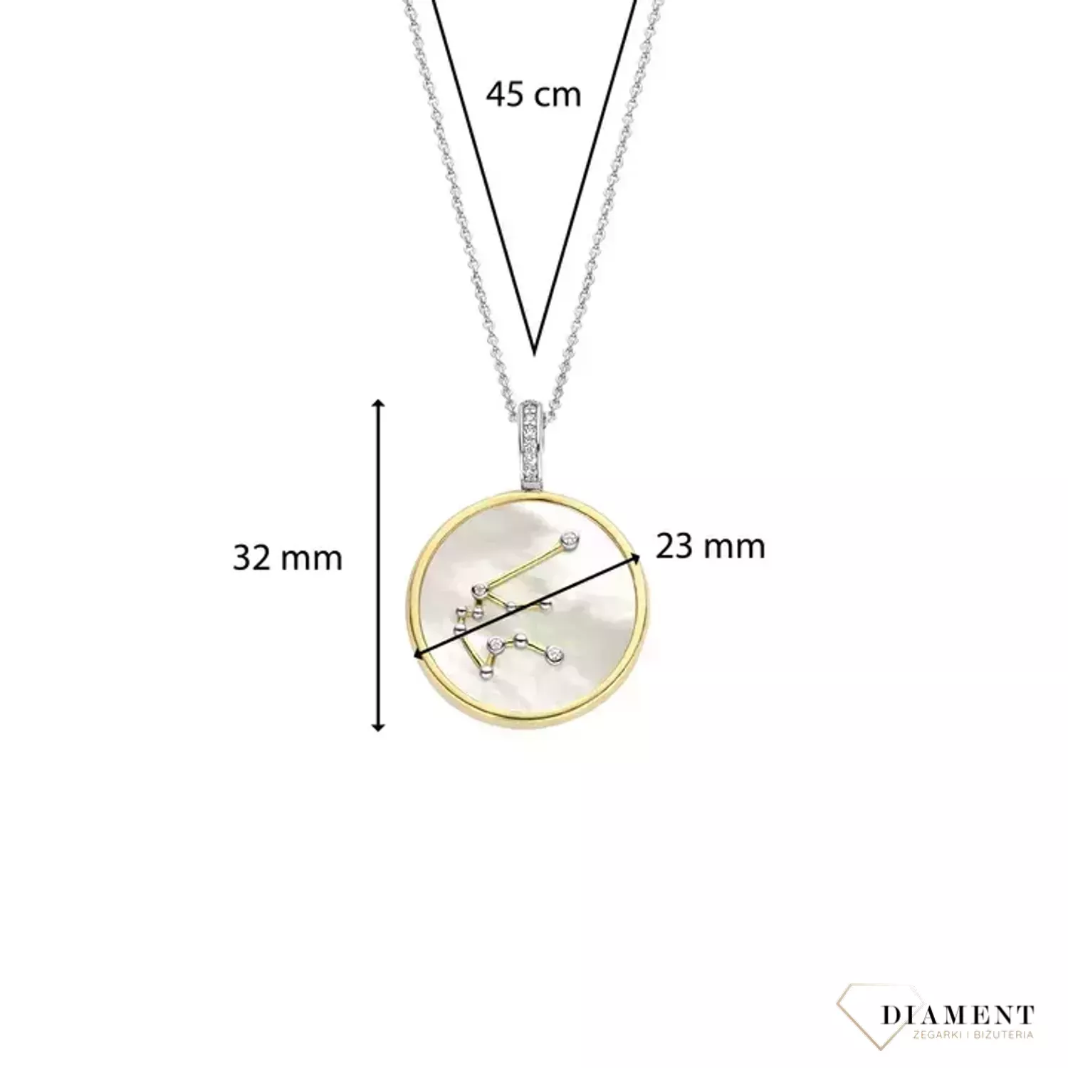 Naszyjnik srebrny pokryty złotem TI SENTO Konstelacja znaku zodiaku Wodnik 6826AQ  Srebrny wisiorek z zodiakiem TI SENTO 6826AQ przedstawia unikalny znak zodiaku Wodnika. Wykonany z najwyższej jakości srebra próby 925 pokry.webp