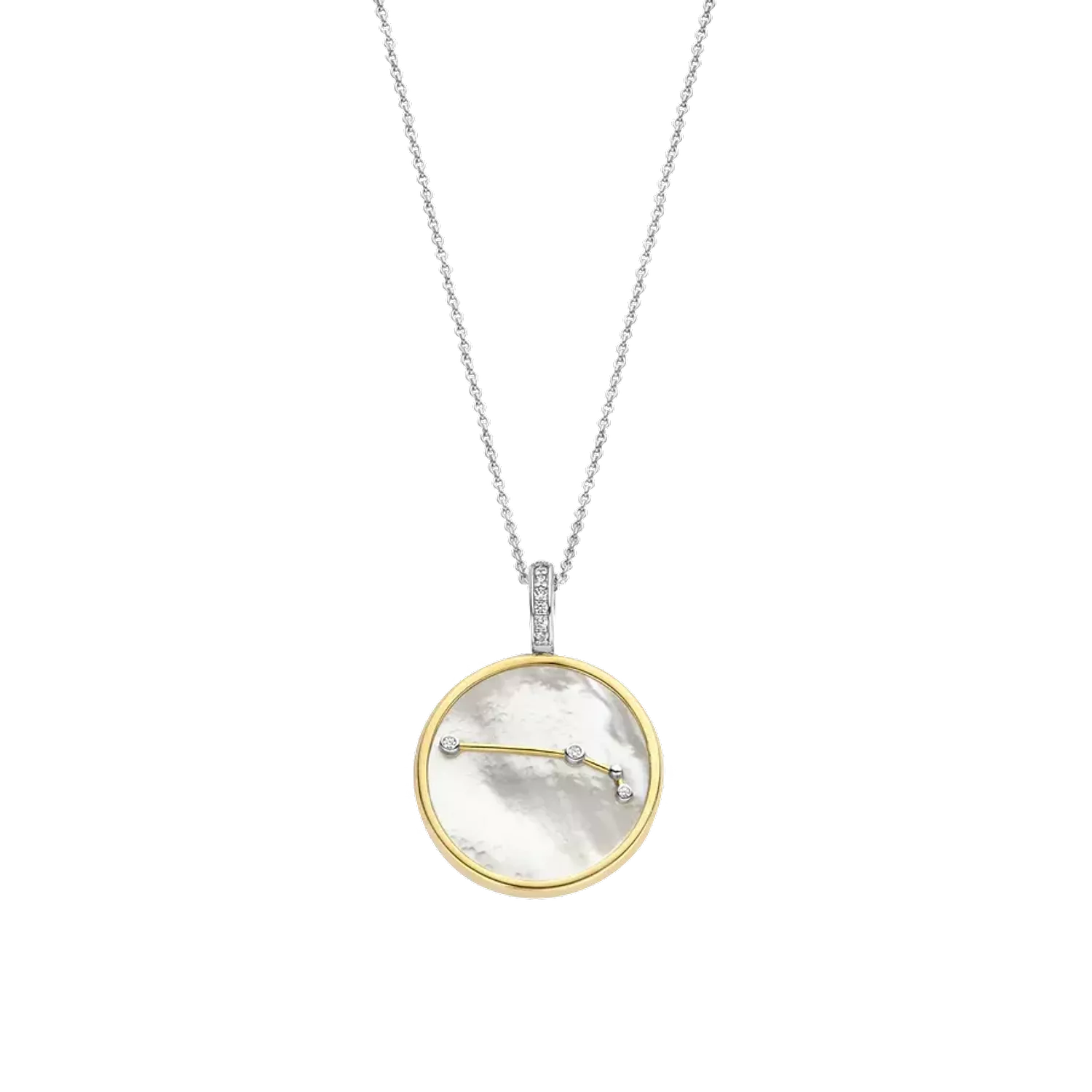 Naszyjnik srebrny pokryty złotem TI SENTO Konstelacja znaku zodiaku Baran 6826AR Srebrny wisiorek z zodiakiem TI SENTO 6826AR przedstawia unikalny znak zodiaku Baran. Wykonany z najwyższej jakości srebra próby 925 pokrytego.webp