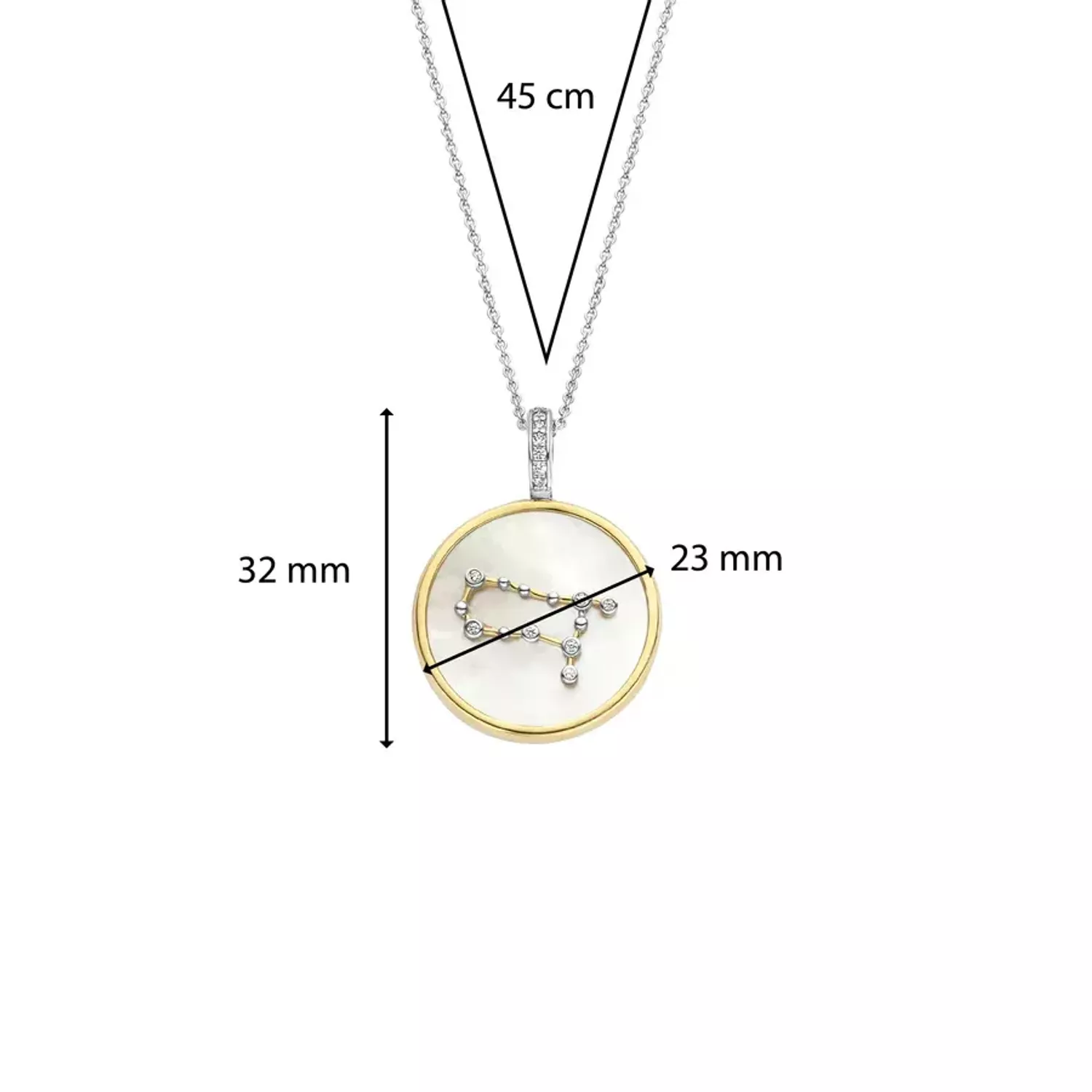 Naszyjnik srebrny pokryty złotem TI SENTO Konstelacja znaku zodiaku Bliźnięta 6826GE Srebrny wisiorek z zodiakiem TI SENTO 6826GE przedstawia unikalny znak zodiaku BLIŹNIĄT. Wykonany z najwyższej jakości srebra próby 925 pokrytego z.webp