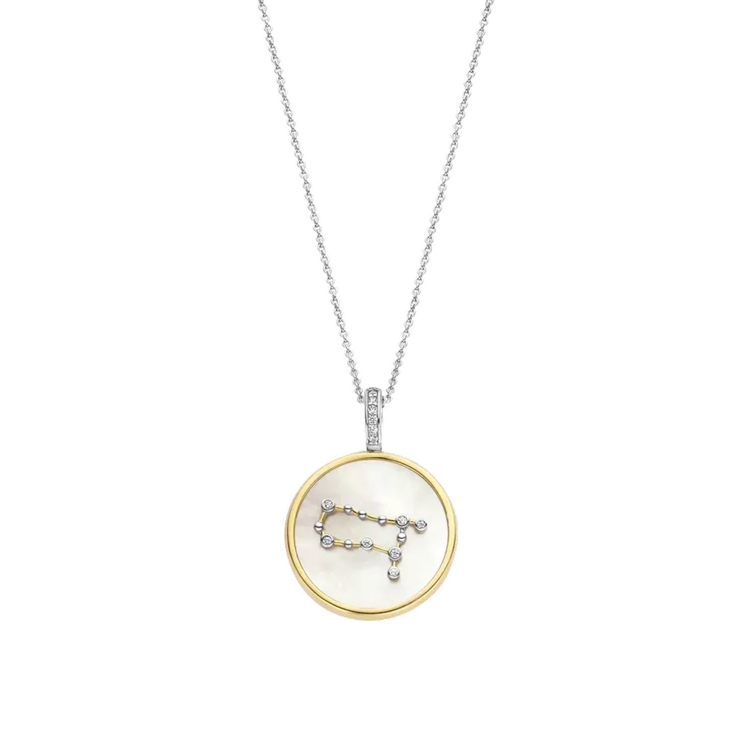 Naszyjnik srebrny pokryty złotem TI SENTO Konstelacja znaku zodiaku Bliźnięta 6826GE Srebrny wisiorek z zodiakiem TI SENTO 6826GE przedstawia unikalny znak zodiaku BLIŹNIĄT. Wykonany z najwyższej jakości srebra próby 925 pokrytego z.webp