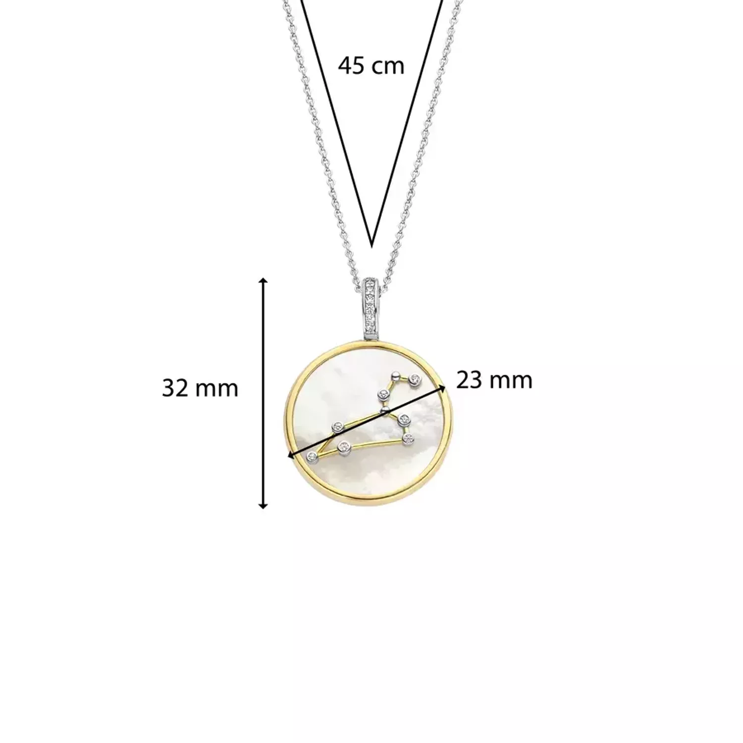 Naszyjnik srebrny pokryty złotem TI SENTO Konstelacja znaku zodiaku Lew 6826LE Srebrny wisiorek z zodiakiem TI SENLE 6826AQ przedstawia unikalny znak zodiaku Lwa. Wykonany z najwyższej jakości srebra próby 925 pokrytego złotem. Pomy.webp