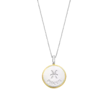Naszyjnik srebrny pokryty złotem TI SENTO Konstelacja znaku zodiaku Ryby 6826PI   Srebrny wisiorek z zodiakiem TI SENTO 6826PI przedstawia unikalny znak zodiaku RYB. Wykonany z najwyższej jakości srebra próby 925 pokrytego z.webp