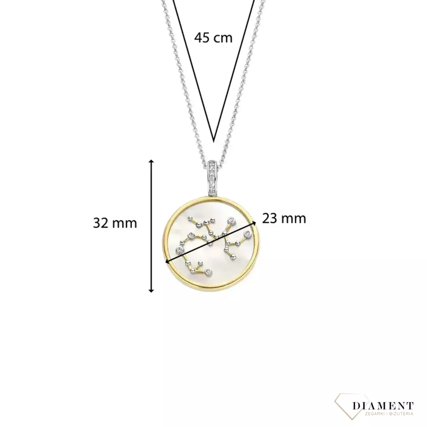 Naszyjnik srebrny pokryty złotem TI SENTO Konstelacja znaku zodiaku Strzelec 6826SA Srebrny wisiorek z zodiakiem TI SENTO 6826SA przedstawia unikalny znak zodiaku Strzelca. Wykonany z najwyższej jakości srebra próby 925 pok.webp