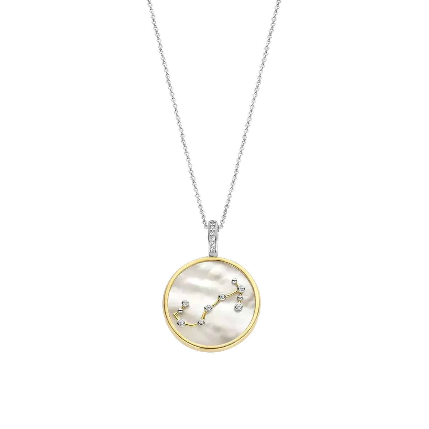 Naszyjnik srebrny pokryty złotem TI SENTO Konstelacja znaku zodiaku Skorpion 6826SC Srebrny wisiorek z zodiakiem TI SENTO 6826SC  przedstawia unikalny znak zodiaku skorpion. Wykonany z najwyższej jakości srebra próby 925 po.webp