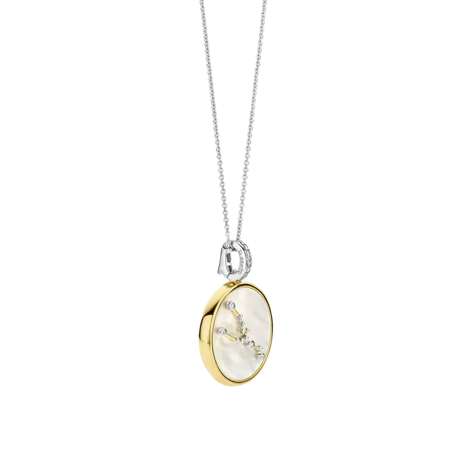 Naszyjnik srebrny pokryty złotem TI SENTO Konstelacja znaku zodiaku BYK 6826TA   Srebrny wisiorek z zodiakiem TI SENTO 6826TA  przedstawia unikalny znak zodiaku BYKA. Wykonany z najwyższej jakości srebra próby 925 pokrytego złotem..webp