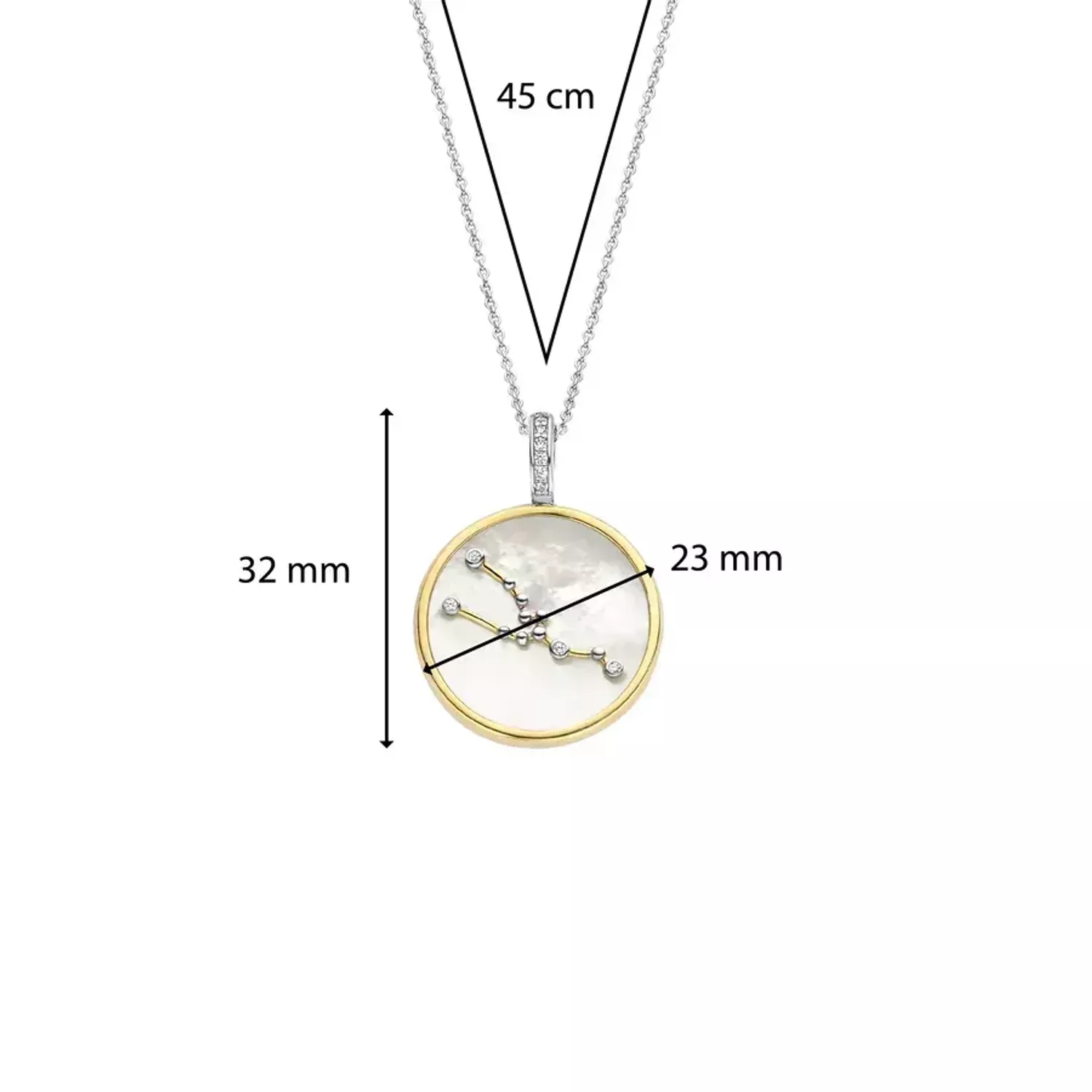 Naszyjnik srebrny pokryty złotem TI SENTO Konstelacja znaku zodiaku BYK 6826TA   Srebrny wisiorek z zodiakiem TI SENTO 6826TA  przedstawia unikalny znak zodiaku BYKA. Wykonany z najwyższej jakości srebra próby 925 pokrytego złotem..webp