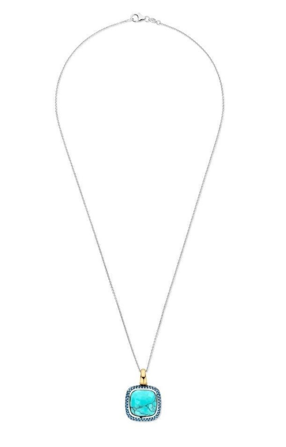 Srebrny naszyjnik TI SENTO z kamieniem turkusowym 6828TQ. Srebrny naszyjnik damski. Srebrny naszyjnik z turkusem. Naszyjnik srebrny damski Ti Sento z kamieniem naturalnym. Naszyjnik Ti Sento z turkusem na prezent (2).jpg