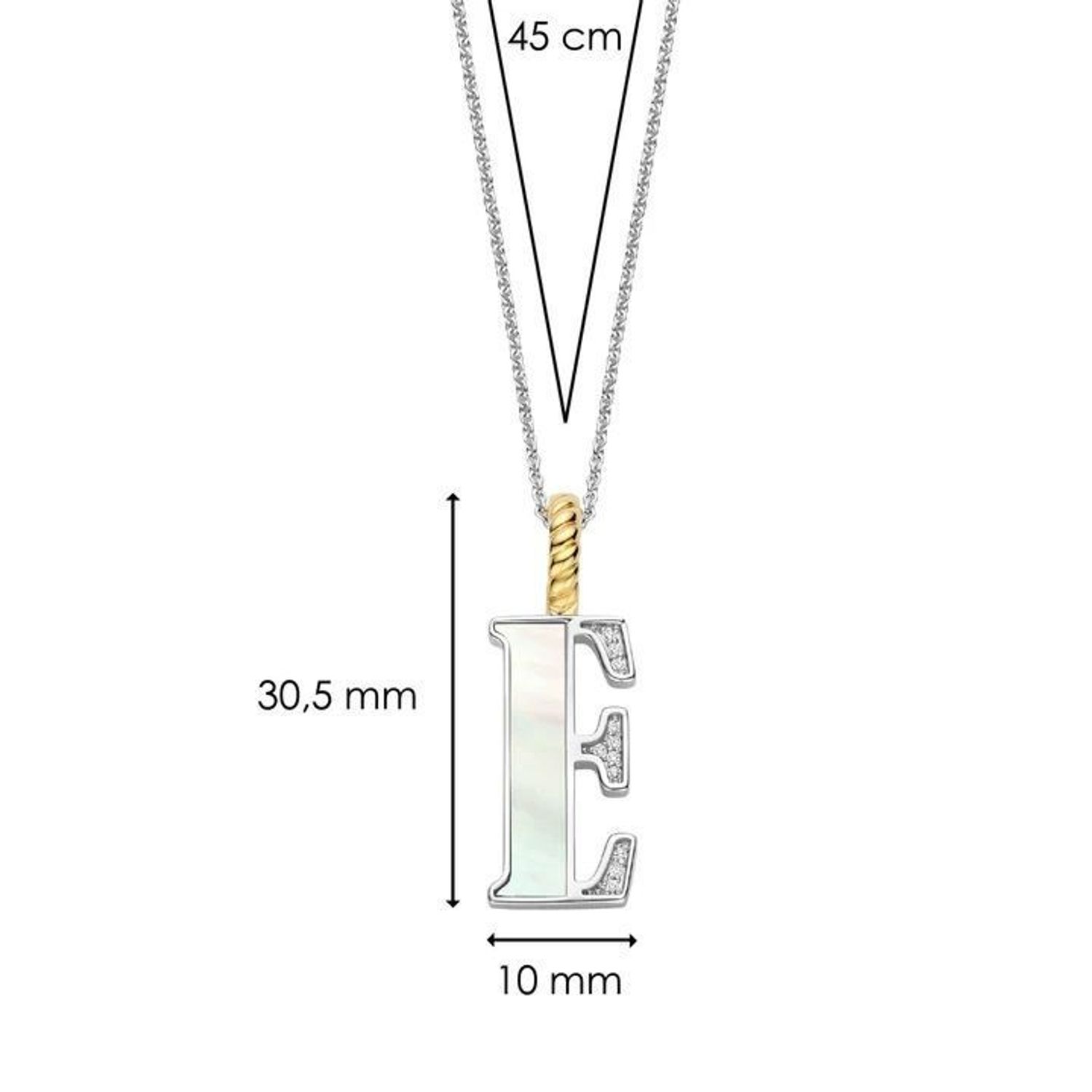 Naszyjnik srebrny damski z literą E TI SENTO zawieszka 6840MW_E Wyjątkowa biżuteria marki TI SENTO, to luksusowe dodatki, które uszczęśliwią każdą kobietę. Naszyjnik z Twoim inicjałem..jpg