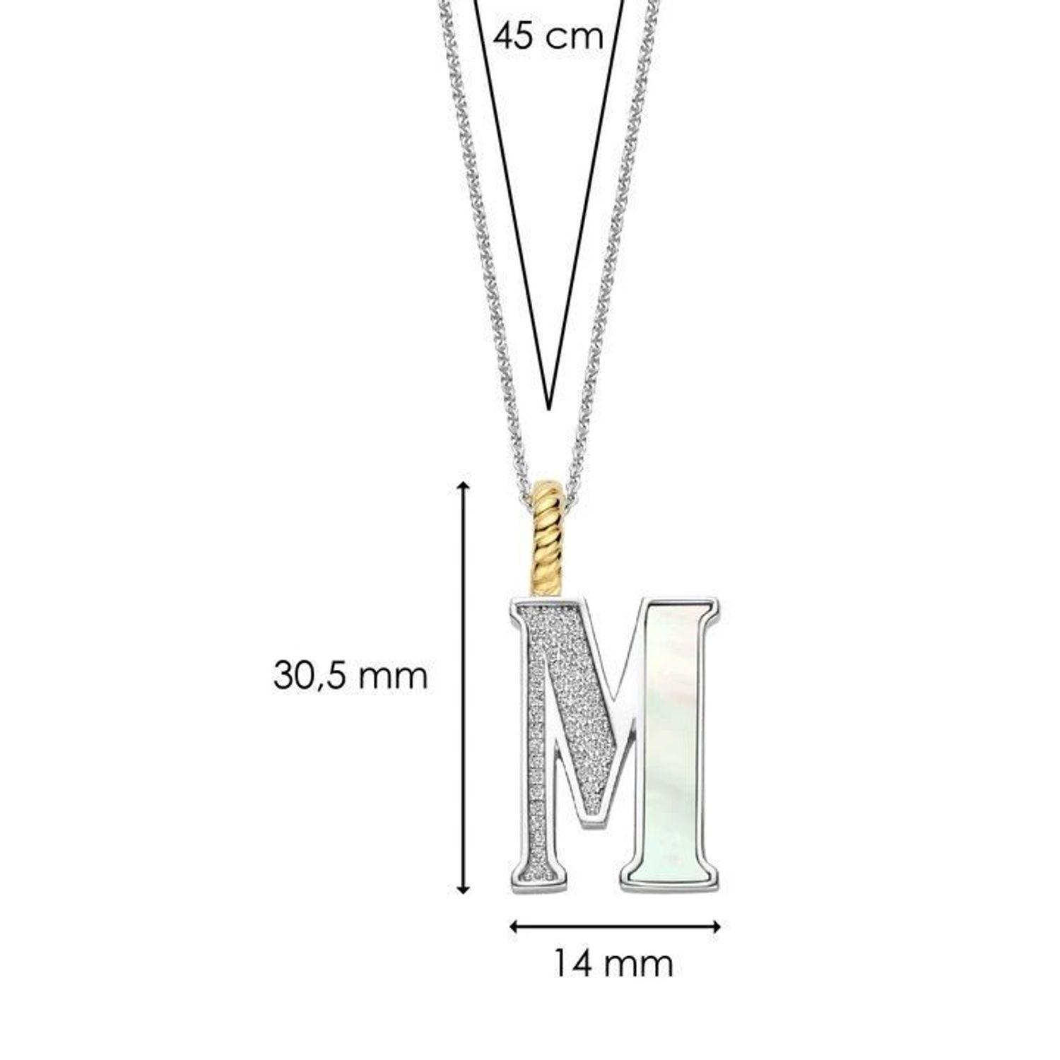 Naszyjnik srebrny damski z literą M TI SENTO zawieszka 6840MW_M  Zawieszka w kształcie litery M  Wyjątkowa biżuteria marki TI SENTO, to luksusowe dodatki, które uszczęśliwią każdą kobietę. Naszyjnik z Twoim inicjałem..jpg