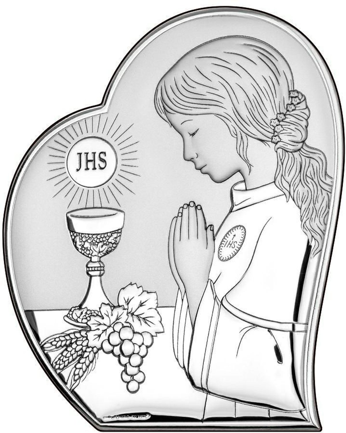 Obrazek pokryty srebrem Pamiątka Pierwszej Komunii Świętej dla dziewczynki 68522A..jpg