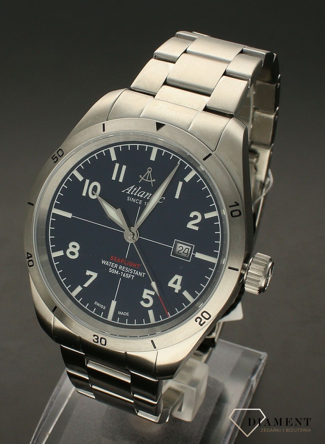 Męski zegarek Atlantic Classic 70356.41.55 wyposażony jest w kwarcowy mechanizm, zasilany za pomocą baterii. Posiada bardzo wysoką dokładność mierzenia czasu +- 10 sekund w przeciągu 30 dni..webp