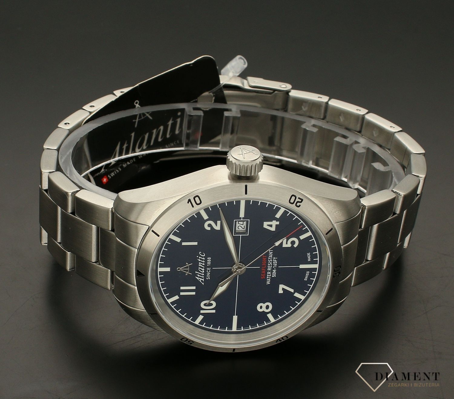 Męski zegarek Atlantic Classic 70356.41.55 wyposażony jest w kwarcowy mechanizm, zasilany za pomocą baterii. Posiada bardzo wysoką dokładność mierzenia czasu +- 10 sekund w przeciągu 30 dni..webp