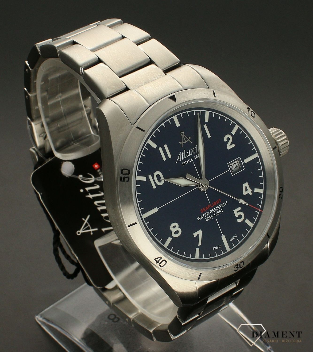 Męski zegarek Atlantic Classic 70356.41.55 wyposażony jest w kwarcowy mechanizm, zasilany za pomocą baterii. Posiada bardzo wysoką dokładność mierzenia czasu +- 10 sekund w przeciągu 30 dni..webp