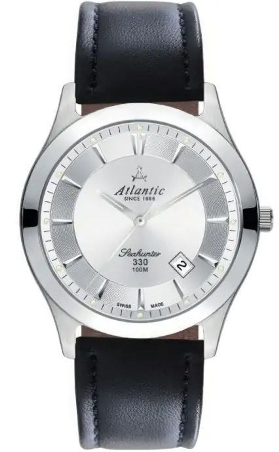 Elegancki damski zegarek Atlantic Seahunter 71360.41.21 z mechanizmem kwarcowym, srebrną kopertą, szafirowym szkłem i skórzanym paskiem. Wodoszczelność 100m.1.jpg