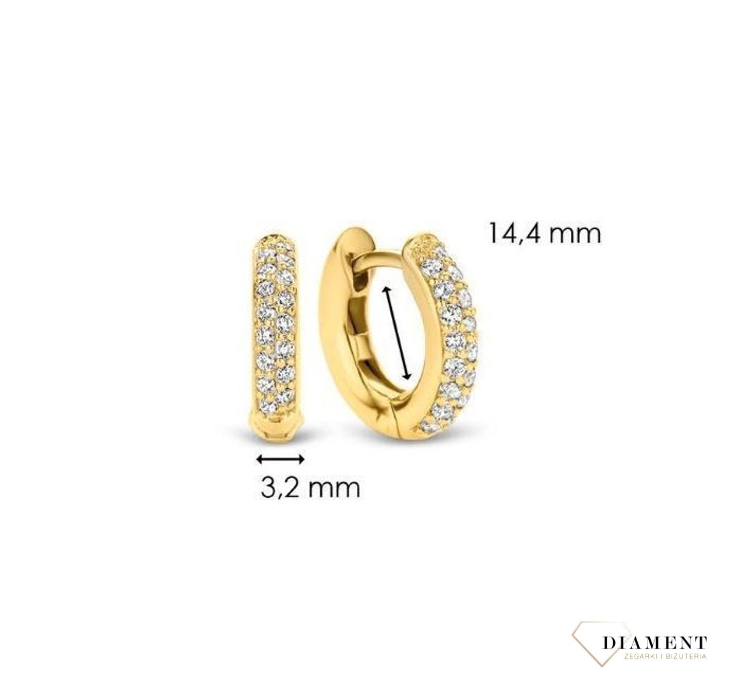 Srebrne kolczyki pozłacane TI SENTO MILANO złote kółka 7210ZY. Srebrne kolczyki damskie małe kółka  (2).jpg