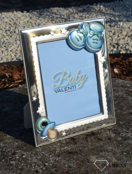 Wyjątkowa ramka na zdjęcie z motywem bucików oraz smoczka w kolorze niebieskim. Piękna i niezapomniana pamiątka z okazji narodzin, chrztu, roczku, kolejnych urodzin (4).JPG