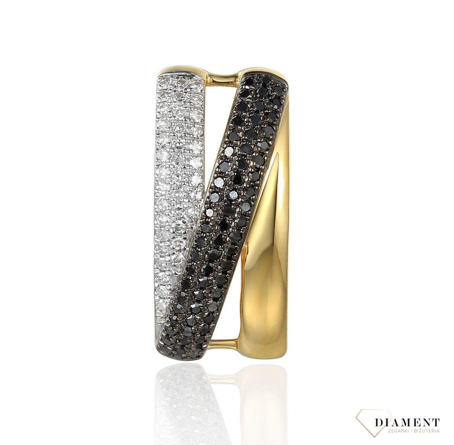 Złota zawieszka DIAMENT czarne i białe diamenty polskiej marki A 0800024419 73625P001-G1Q1.jpg