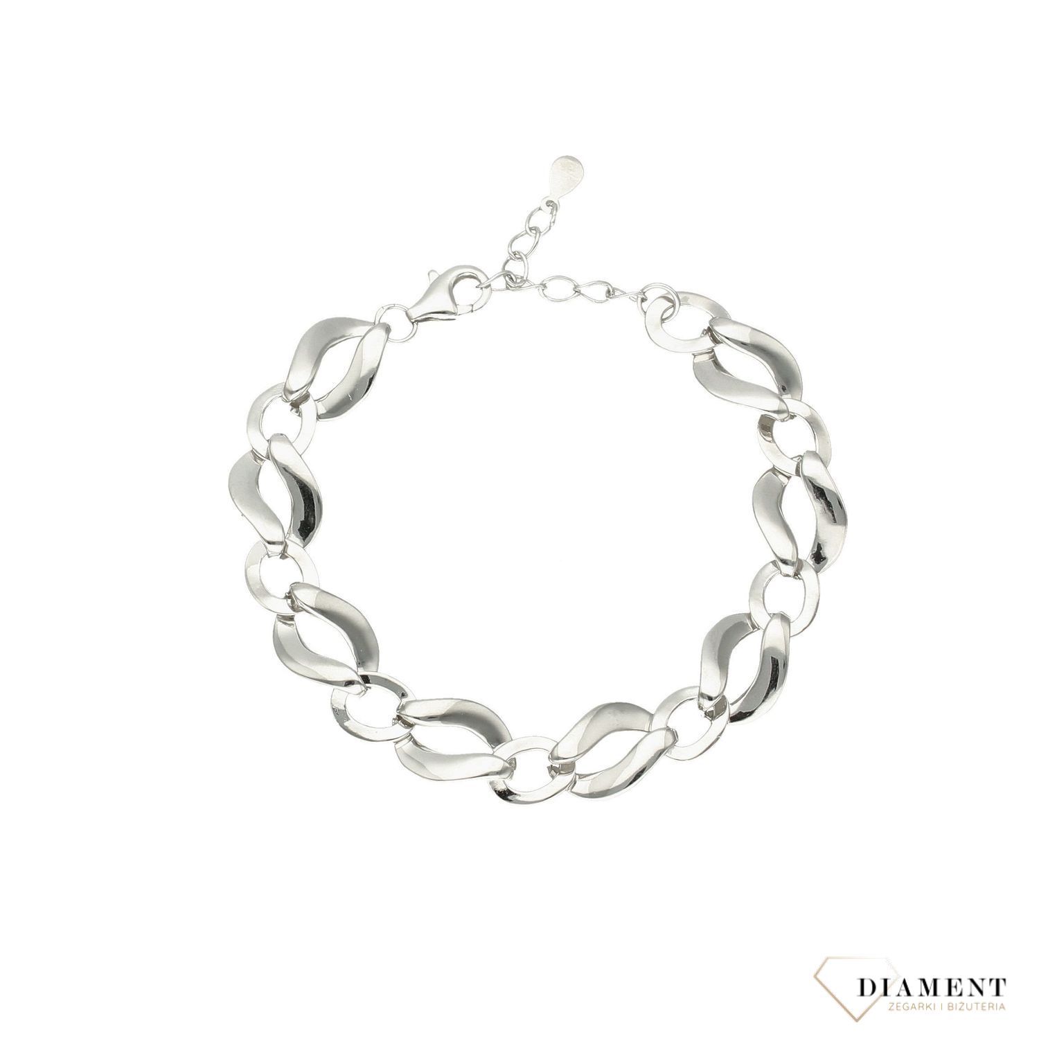 Srebrna bransoletka z oczkami w nieregularnym kształcie. Srebrna bransoletka wykonana została z najwyższej próby 925. Zapraszamy!.jpg