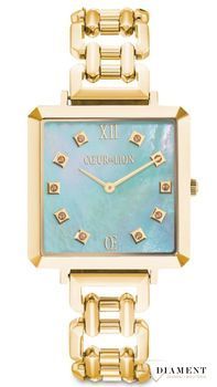 Zegarek damski Coeur de Lion Iconic Cube Ocean Vibes 7632741606.Piękny zegarek ozdobiony kryształami Swarovskiego. Zegarek na złotej biżuteryjnej bransolecie. Piękne uzupełnienie każdej damskiej stylizacji. Zegar.jpg