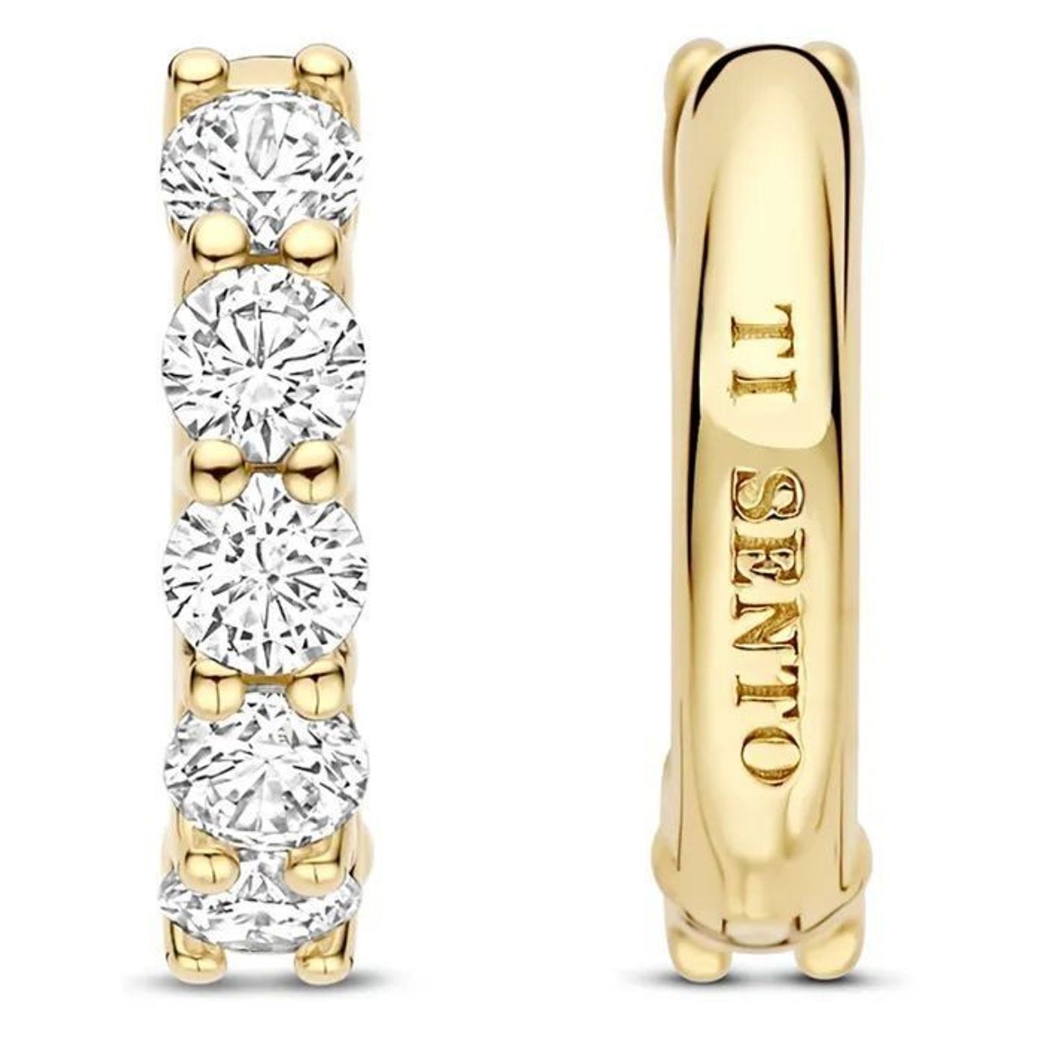 Kolczyki damskie TI SENTO – srebro rodowane 925, częściowo złocone 18K, zdobione cyrkoniami. Hipoalergiczne, eleganckie i subtelne, idealne solo lub w zestawie z innymi 1.jpg