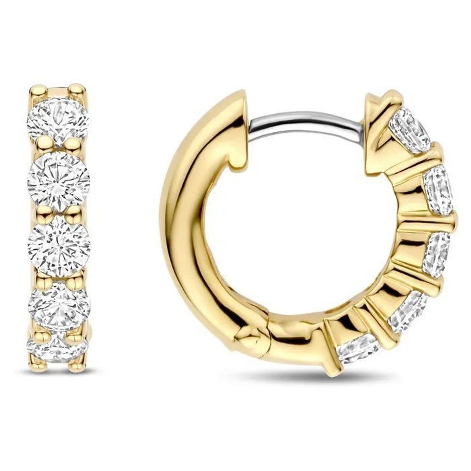 Kolczyki damskie TI SENTO – srebro rodowane 925, częściowo złocone 18K, zdobione cyrkoniami. Hipoalergiczne, eleganckie i subtelne, idealne solo lub w zestawie z innymi 1.jpg