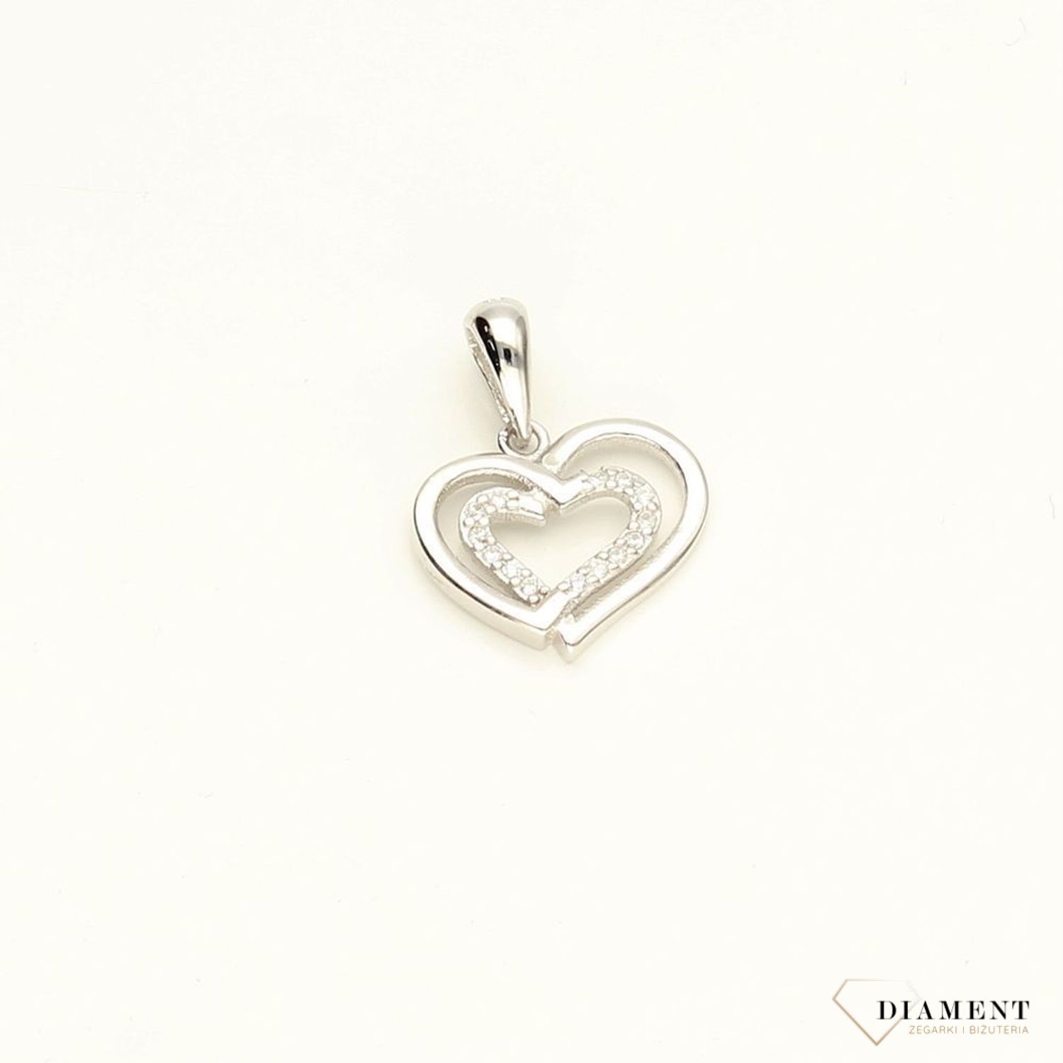 Zawieszka srebrna serce z cyrkonią. Srebrne Zawieszki Damskie w Sklepie z Biżuterią zegarki-diament.pl.Piękne i Eleganckie Zawieszki dla Kobiet .Prawdziwe Srebro  ➤Zapraszamy!.jpg