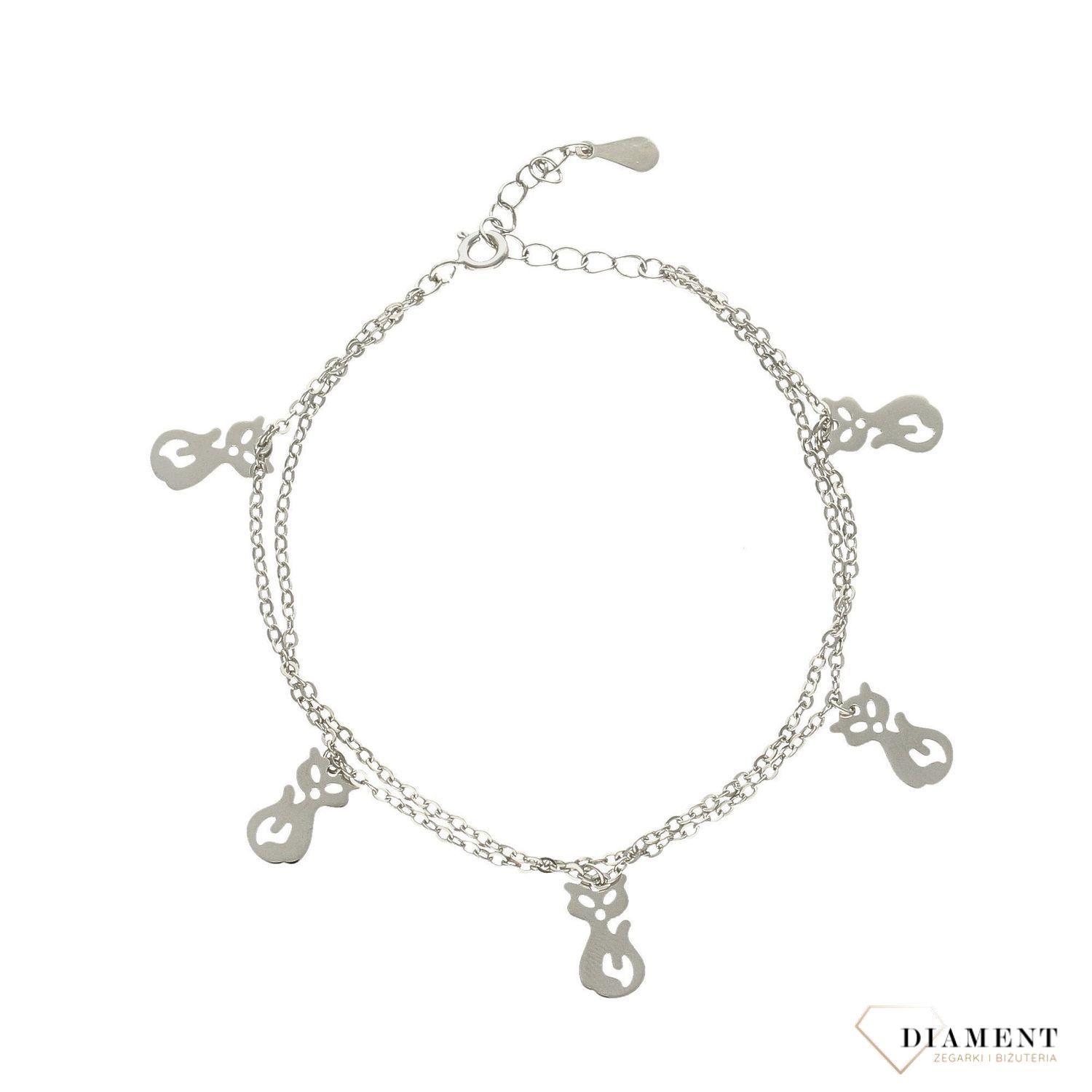 Srebrna bransoletka z motywem kotów. Srebrna bransoletka będzie świetnym pomysłem na prezent dla młodej dziewczyny. Zapraszamy!.jpg