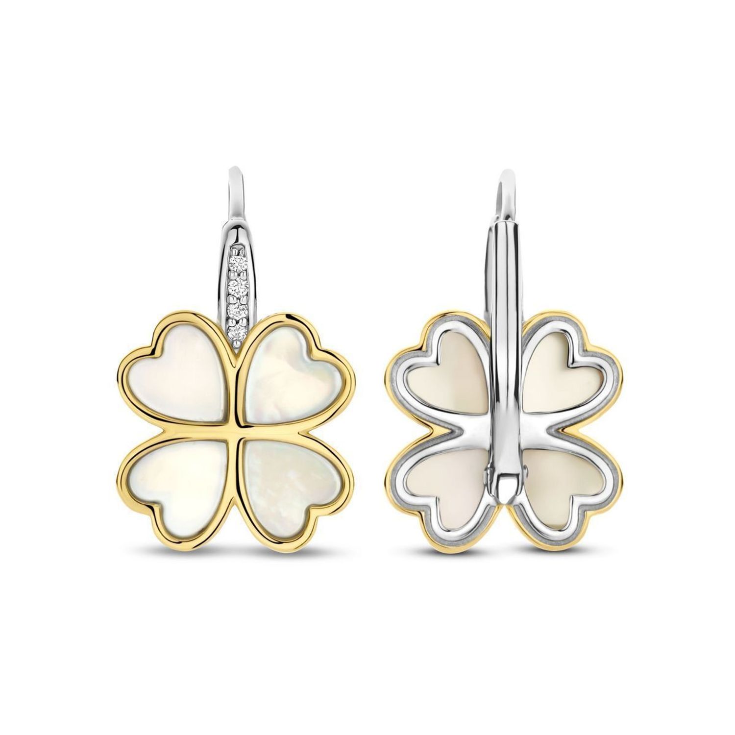 Kolczyki srebrne koniczynki TI SENTO 78005MW Kolczyki TI SENTO 78005MW to elegancka biżuteria wykonana z wysokiej jakości srebra próby 925, częściowo pokrytego żółtym złotem. Ich design opiera 1.jpg